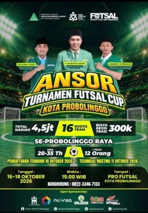 Semarakkan Hari Santri Nasional 2026, PC GP Ansor Kota Probolinggo Gelar Turnamen Futsal Se-Probolinggo Raya